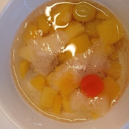 白玉団子を冷凍芋圓で♪美味しかったです♪次は白玉団子で作ってみます！ごちそうさまです(*^^*)